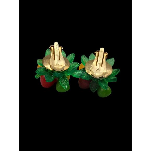 Carmen Miranda Fruit Salad Clip On Earrings Hong Kong Vintage Tutti Fruitti - Picture 12 of 15